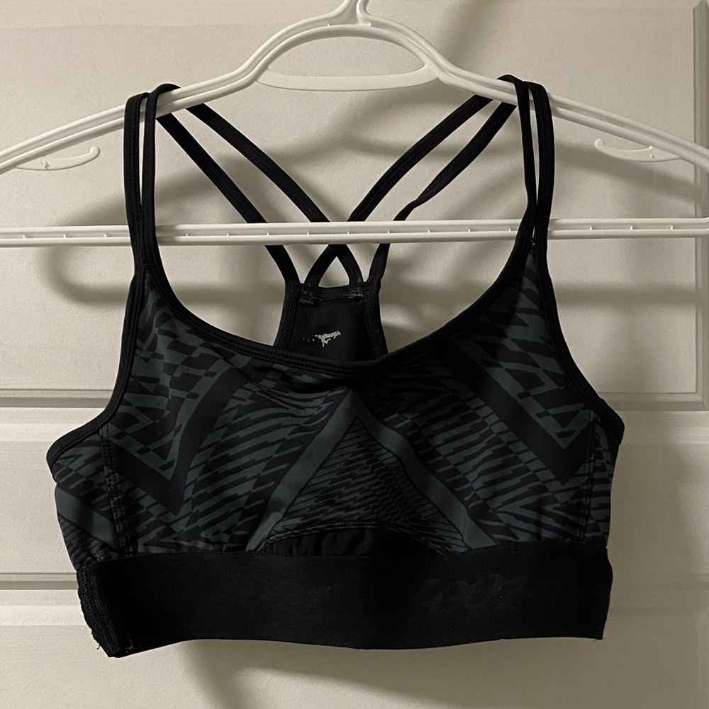 Black Patterned Sports Bra